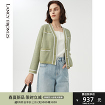 The Longpose method flower yarn interwoven with small fragrant wind knit cardiovert jacket 2022 Spring new Dont make little blouses woman