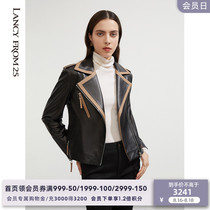 Langzi womens motorcycle clothing leather sheepskin leather clothing 2021 new autumn short black leather jacket jacket female