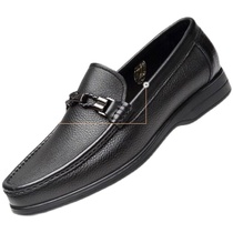 Chachchi Mens Shoes Round Head Genuine Leather Soft Face Comfort Soft Bottom Driving Men Bean-Bean Shoes Business Casual Wear Leather Shoes Man