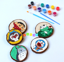 Kindergarten charm Hanging log pieces Childrens graffiti painting creative diy handmade art area materials