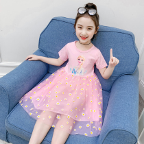 Childrens clothing girls summer short sleeve dress autumn long sleeve mesh dress foreign childrens net red dress Aisha princess dress