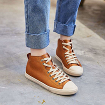 Star same leather British style high shoes women 2021 Spring and Autumn new board shoes casual shoes Joker Sports womens shoes