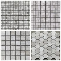 Natural marble gray wood grain mosaic stone modern minimalist TV background wall toilet non-slip tile