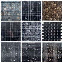 Natural Marble Mosaic Black & White Root Coffee Mosaic Stone Pool Background Wall Rust Stones Mosaic Tiles