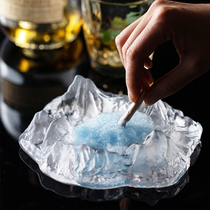 Japanese Crystal Mount Fuji ashtray glass iceberg Cigar Bar Club home living room creative personality ins