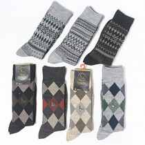 Socks Mens medium long drum Warm Cashmere Socks autumn Winter Rhombus Gagger Men High Silo Socks Casual Leather Shoes Stockings