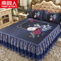 South Pole Summer Home Ice Silk Cool Mat Bed Skirt Bed Cover Three Sets Osaka Printed Mats Washable Fold