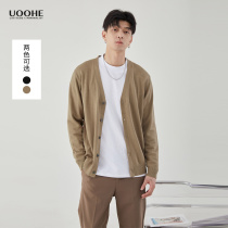 UOOHE Urban Youth Men's Knitted Cardigan 2021 Autumn New Korean V-neck Joker Jacket Thin