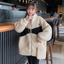Korean girl thick sweater winter 2021 new childrens cashmere coat autumn winter big boy coat tide