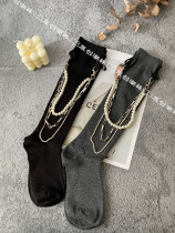 New pearl chain calf socks and knee socks subnet Red fashion tide socks European personalized jewelry sexy socks