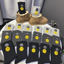 Korean version of the new smiley face socks lovers tide socks Net red cotton socks personality fashion versatile with snow boots