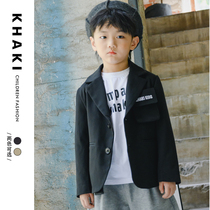 KHAKI Kaki Kagi House autumn new boys and girls letter embroidery lapel Joker little suit# KL21X0516