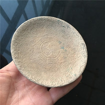 Antique miscellaneous collection retro old jade crafts Han White Jade Qianlong annual relief pattern jade plate ornaments