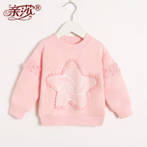 Spring new girl sweaters womens clothing foreign womens blouse blouses with velvety chic undershirt childrens fashion long sleeve hooded sweatshirt