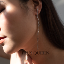 PLUS QUEEN Grand blue neck Slender Secret full of diamond zircon irregular Fairy earrings do not fade