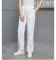 Nurse pants white elastic waist womens blue powder plus size summer and autumn white coat nurse uniform winter work pants