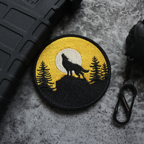 Moonlight night WOFL wolf howl embroidery Velcro Velcro Devil patch morale chapter round armband to send sewing wool face