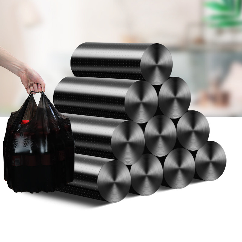 Garbage bags household tote vest-style thickened affordable large bucket plastic bags pull-up bag black kitchen
