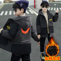 Childrens Boys winter jacket 2021 new autumn and winter models with cashmere Lamb hair fleece boy