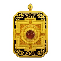 Regong Thangka Box Treasure Prismatic Mandala Gau Box Pendant Tang Truck Hanging Nepalese Amulet Plated K Gold