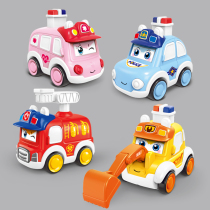 Press inertia forward face change cartoon Police car ambulance Fire truck EXCAVATOR Childrens toy Birthday gift