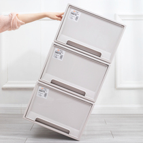 New thick plastic storage box opaque solid color drawer type extra-large clothing student book storage box home