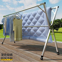 Clothes rack folding indoor and outdoor stainless steel balcony drying rack floor drying clothes rack telescopic drying quilt
