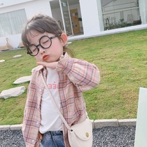 Girl 2022 Spring Season New Children Baby Foreign Air Plaid Jacket Children Cardiovert Jacket Long Sleeve Shirt Tide