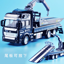 Police public security fire special police transport trailer alloy rescue car clear-wrecking car flatbed truck crane model toy car
