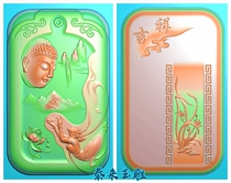 Flying Sky Rulai Buddha Buddha Head Auspicious Pattern Orchid Double-sided Plate Fine Carving Figure Relief Jade Carving Grayscale Figure JDDBMP