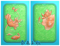 Fine carving figure lotus flower fish jade carving figure flower bird double-sided square plate two-sided carving figure lotus 46 brand Xiangyun all the way to lianke