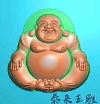 Three-dimensional formal Buddha sitting on the big belly Buddha laughing Buddha Maitreya pendant fine carving jade carving gray chart JDPBMP