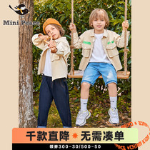 minipeace Taiping Bird childrens clothing Autumn new boys loose off-the-shoulder coat tooling wind long sleeve shirt