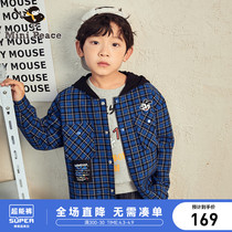 minipeace Taiping bird children clothes children shirts bluegine boy shirt 21 fall new pint even hat jacket