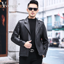 New Haining leather leather mens head layer cowhide locomotive clothing leather jacket mens short suit collar youth jacket