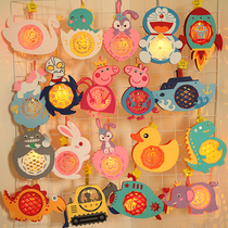 Mid-Autumn Festival children cartoon cute projection glowing handmade lantern non-woven portable music lantern toy gift