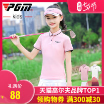 PGM childrens golf clothing Girls  clothing Youth golf clothes set summer short-sleeved T-shirt pleated skirt