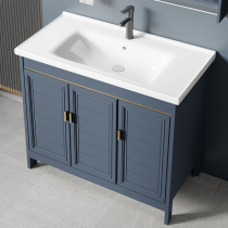 Floor-standing washbasin household balcony integrated ceramic pool toilet washroom cabinet wash basin combination