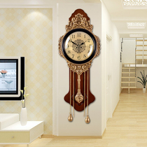 European luxury pure copper wall clock Living room solid wood mute vintage watch Classical fashion personality Antique creative watch