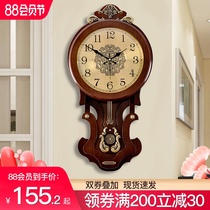 European style clock wall clock Living room creative wall clock Household atmospheric quartz clock Chinese style Chinese style fashion wall clock