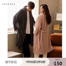 Ke Ren 2021 new couple pajamas womens autumn and winter warm coral velvet robe home clothing mens morning gown
