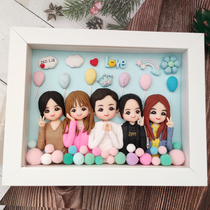 Soft pottery Q version doll photo custom couple stereo photo frame DIY birthday 520 wedding gift