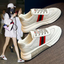 Gulvdinel ~ high-end custom leather comfortable thick sole 4CM white shoes womens 2021 New Leisure