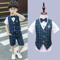 Flower boy dress set host handsome piano new British boy suit suit suit three-piece summer