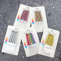 Birthday cake candle creative Net red gold-plated silver plating thread colored candle 50 boxes