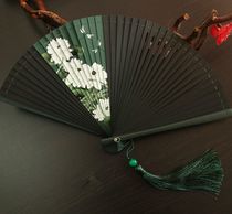 Moon fan high-end 5-inch womens fan Chinese style folding fan full bamboo fan gift fan Summer carry-on small fan