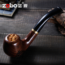  High-end heather pipe mens old-fashioned handmade traditional solid wood with filter tobacco bucket curved log carving
