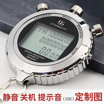 Metal Electronic Stopwatch Timer Fitness Coach Waterproof Athletics Running Student Competition Referee Silver 528