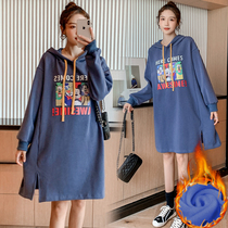 2021 Autumn Winter Dress New Pregnancy Woman Dress Up for a long time with a velvety coat of clothing and a dress for women