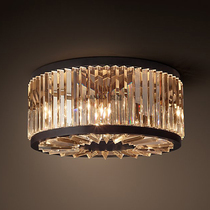 American retro crystal ceiling lamp modern simple round creative bedroom room living room study crystal lamp